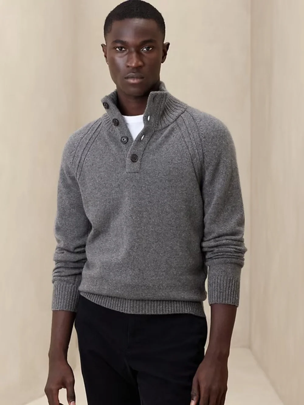 Banana Republic Pierro Wool Sweater Medium Gray